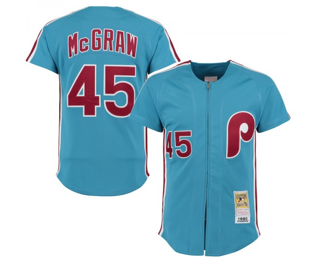 Philadelphia Phillies Tug McGraw Men's Mitchell & Ness Light Blue 1980 Throwback Player Jersey